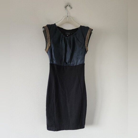 TED BAKER | Silk Dress Pencil Embellished Sleaves US Sz 2 - Picture 6 of 11